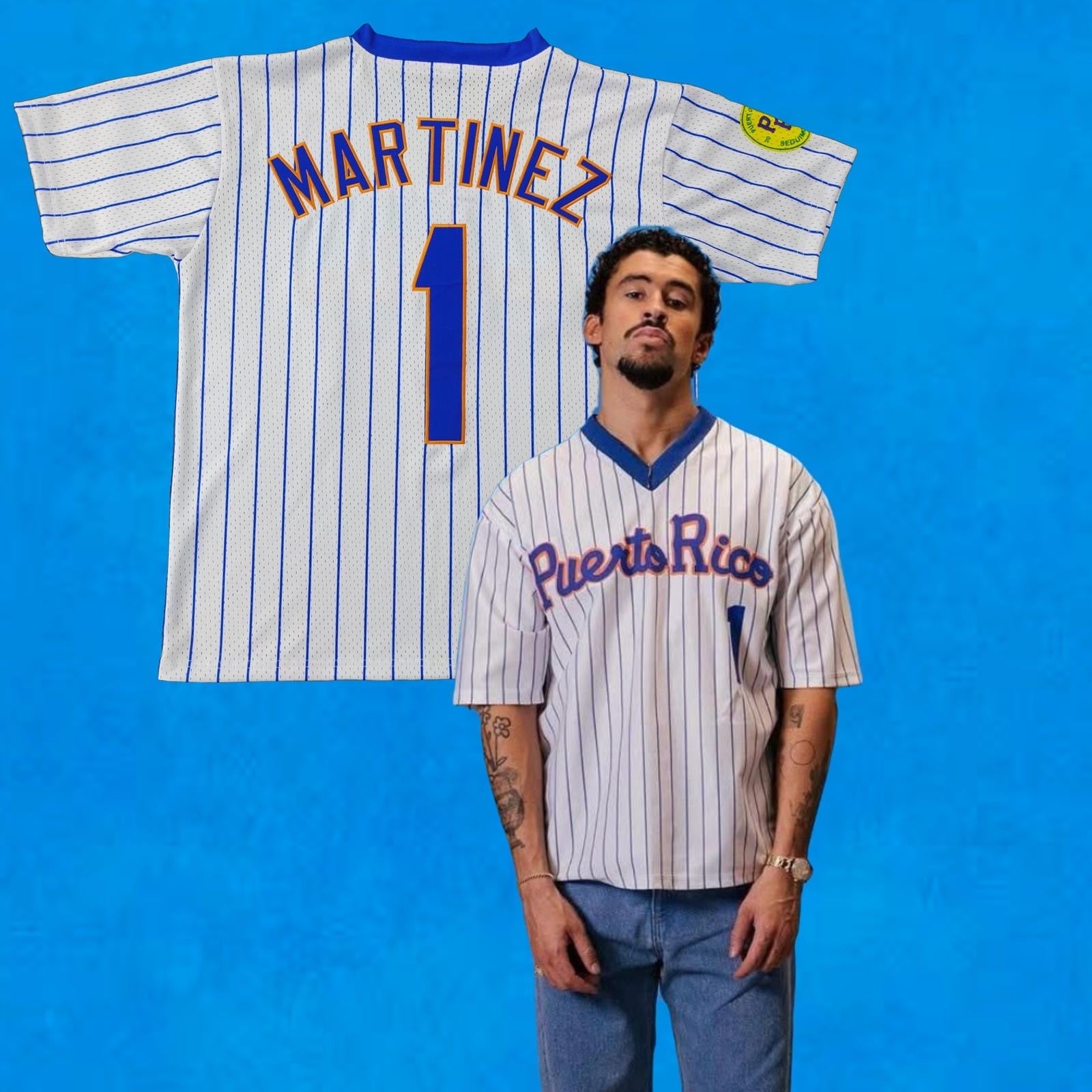 Benito Bad Bunny Martinez Puerto Rico Retro Embroidered Jersey