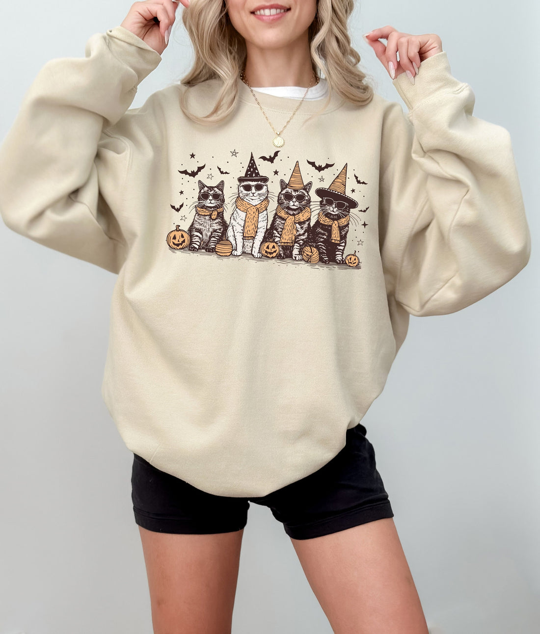 Cat Halloween Sweatshirt, Halloween Gifts, Gift for Her, Cat Mom Sweatshirt,Halloween Cute Gift, Gift for Daughter