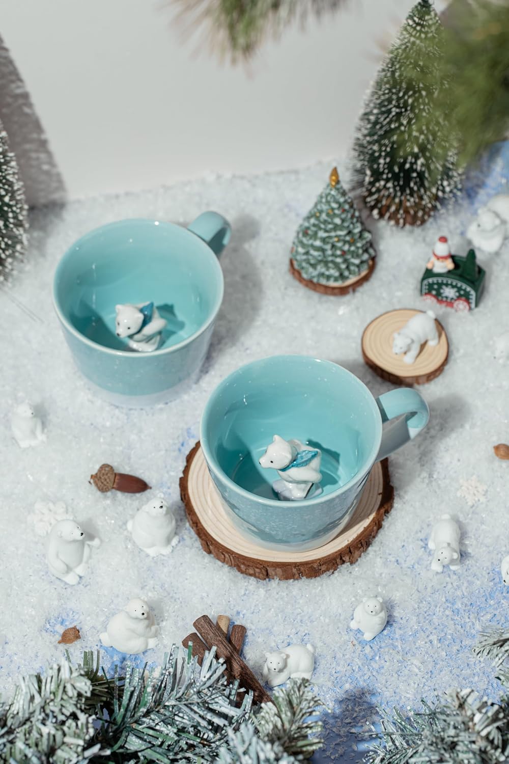 Yousfit 3D Coffee Mug Cute Animal Inside Cup Cartoon Ceramics Figurine Teacup-Polar bear
