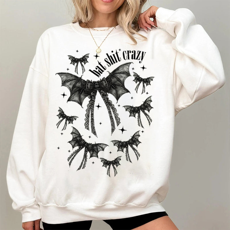 Halloween Bat shit crazy Gothic Coquette bow  Sweatshirt