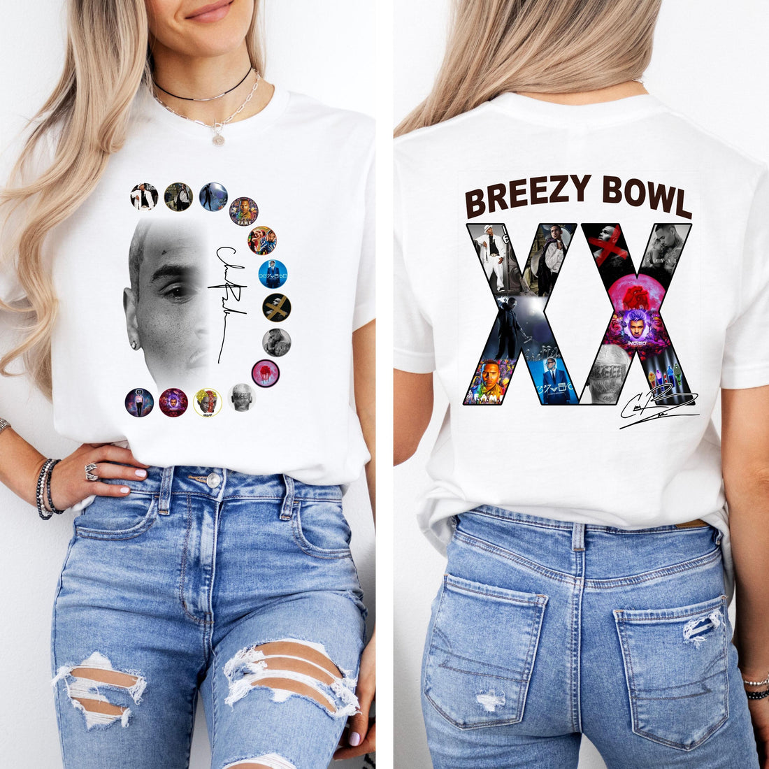 Chris Brown Tour Breezy Bowl XX V2 Vintage T-Shirt -  Music Tour Y2k T-Shirt