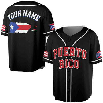 Personalized Black Puerto Rico Baseball Jersey