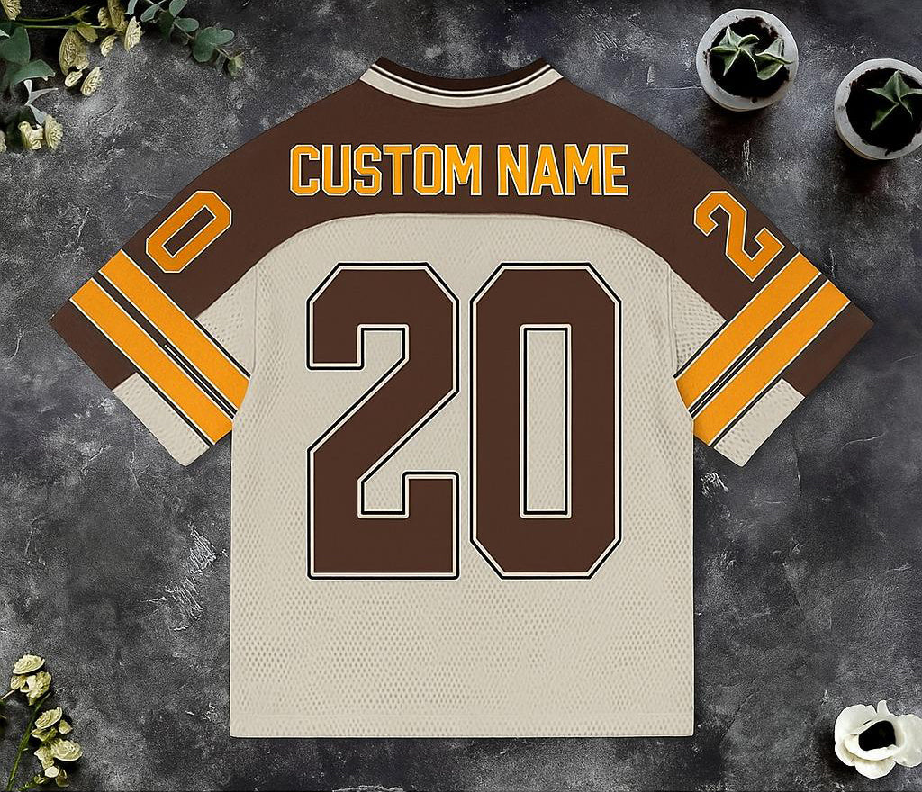 Chris Brown Custom Gold Brown Football Jersey with Name and Number