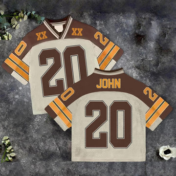 Chris Brown Custom Gold Brown Football Jersey with Name and Number