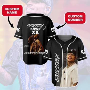 Custom Name Chris Brown Jersey, Chris Brown Breezy Bowl XX Tour Baseball Shirt