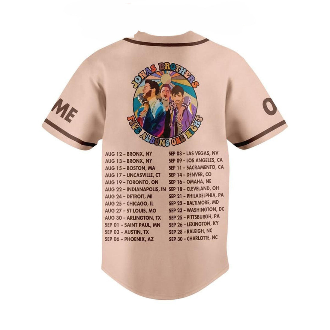 Jonas Brothers Five Albums One Night Personalized Baseball Jersey Sand