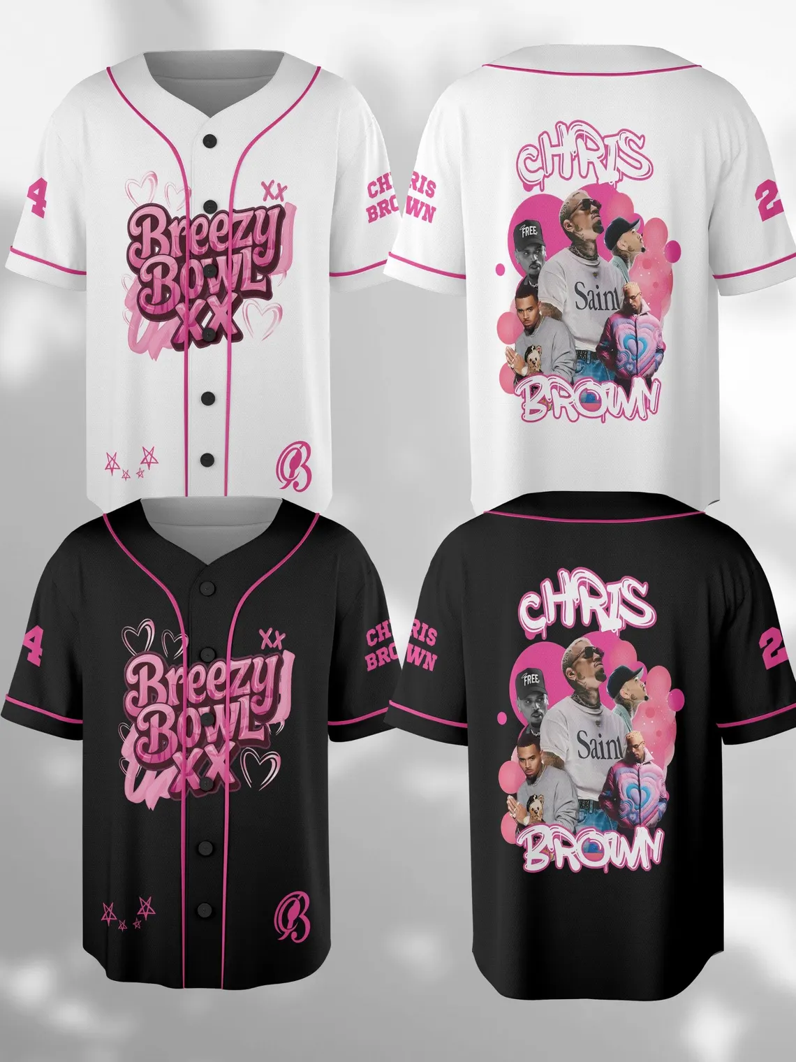 Personalized Chris Brown Jersey, Chris Brown Breezy Bowl XX Tour Baseball Shirt