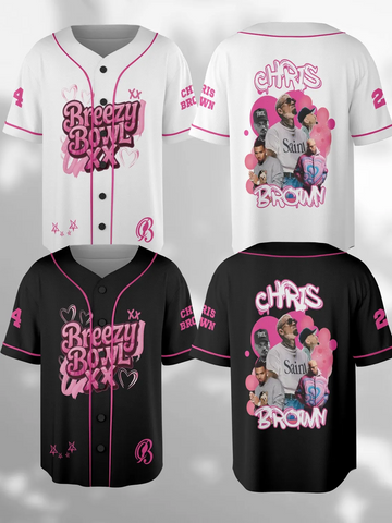 Personalized Chris Brown Jersey, Chris Brown Breezy Bowl XX Tour Baseball Shirt