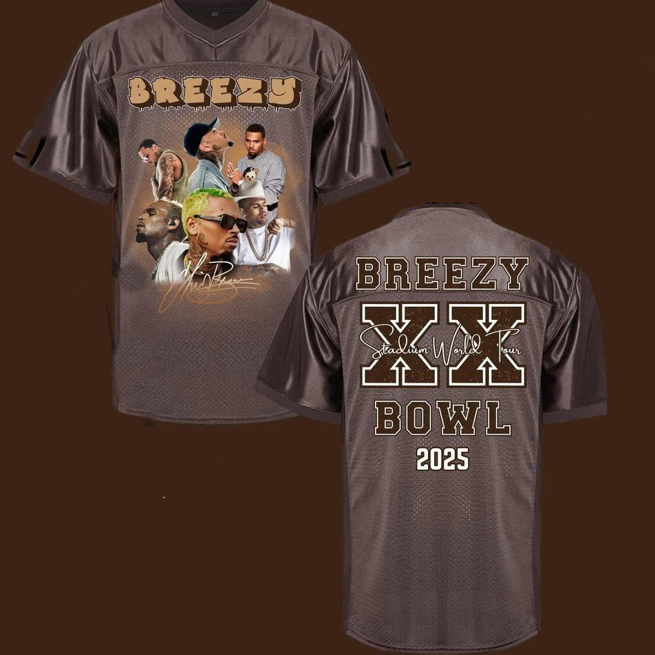Custom Name Chris Brown Breezy Bowl XX Tour 2025 Jersey