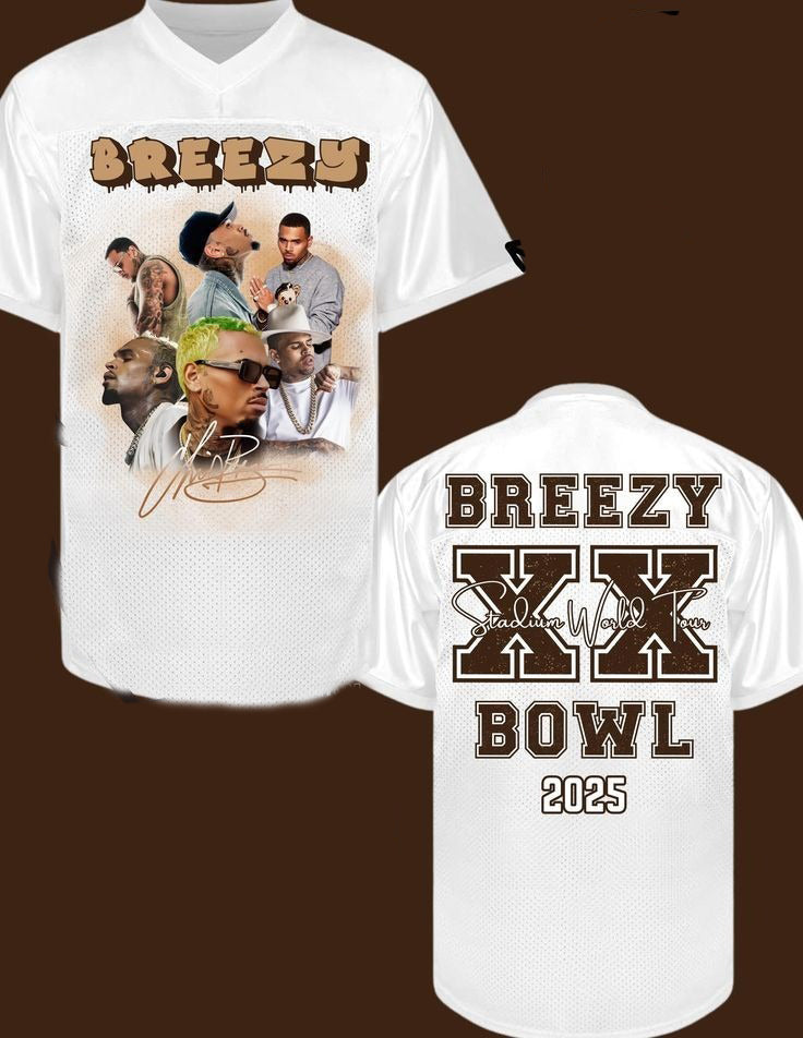 Custom Name Chris Brown Breezy Bowl XX Tour 2025 Jersey