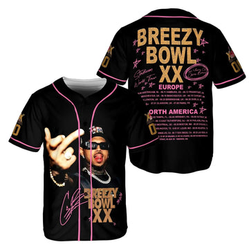 Custom Chris Brown Tour Jersey, Breezy Bowl XX 2025 Baseball Shirt
