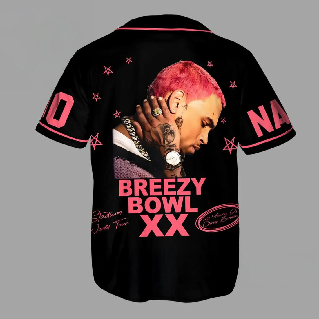 Personalized Chris Brown Pink Version Breezy Bowl XX 2025 Baseball Jersey