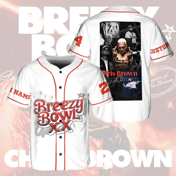 CB Breezy Bowl XX Personalized Chris Brown Jersey Baseball Jersey 3D Unsiex