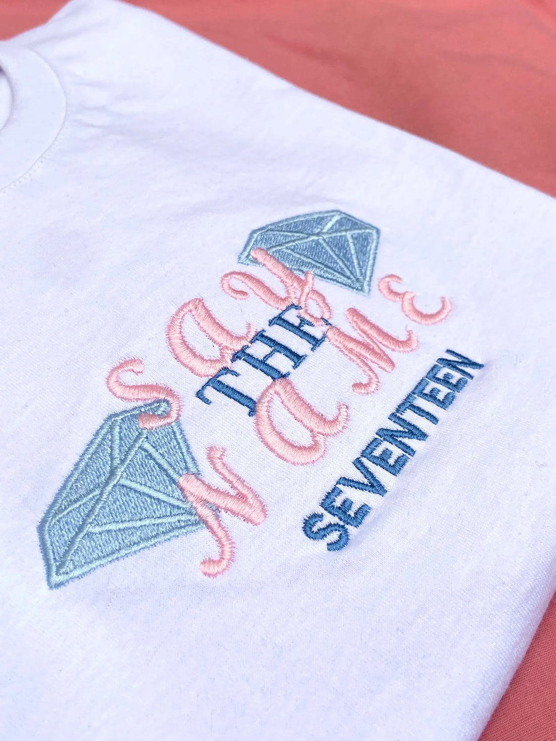 SEVENTEEN Say the Name white embroidery t-shirt