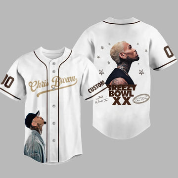 Chris Brown White Breezy Bowl XX Baseball Jersey