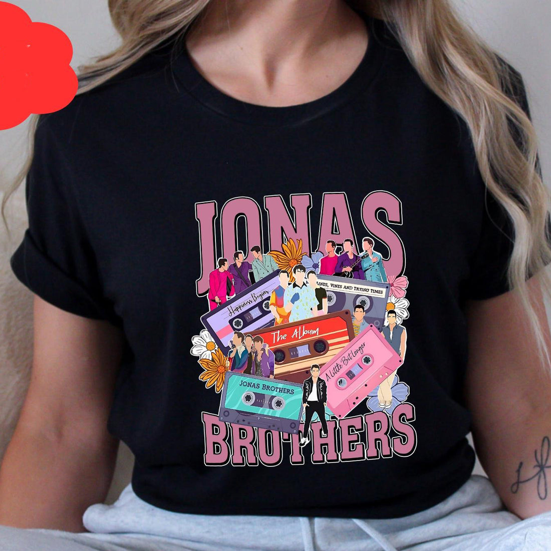 Jonas Brothers Floral Tape Shirt, Retro Cassette Album Tee