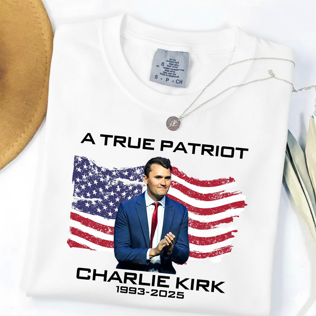 Pray for Charlie Kirk Tee, American Flag Conservative Shirt