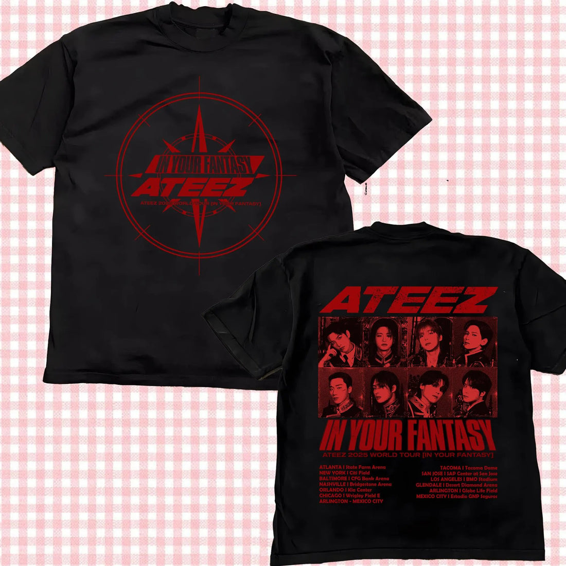 Retro Ateez 2025 World Tour in Your Fantasy Two Sign T-Shirt