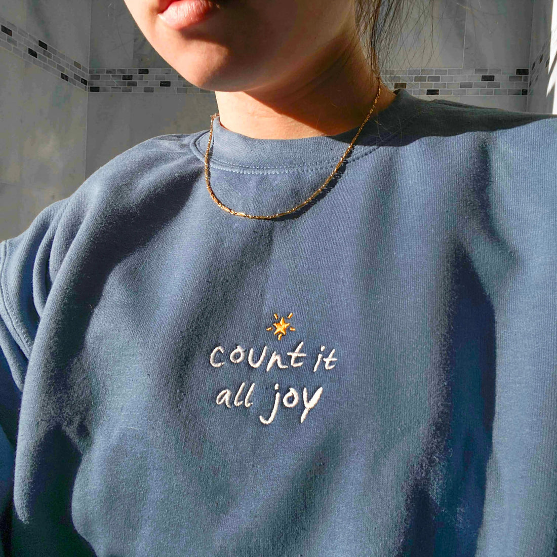 Count it all Joy Embroidered Sweatshirt Christian Crewneck, be Happy Faith Empathy sweater embroidery