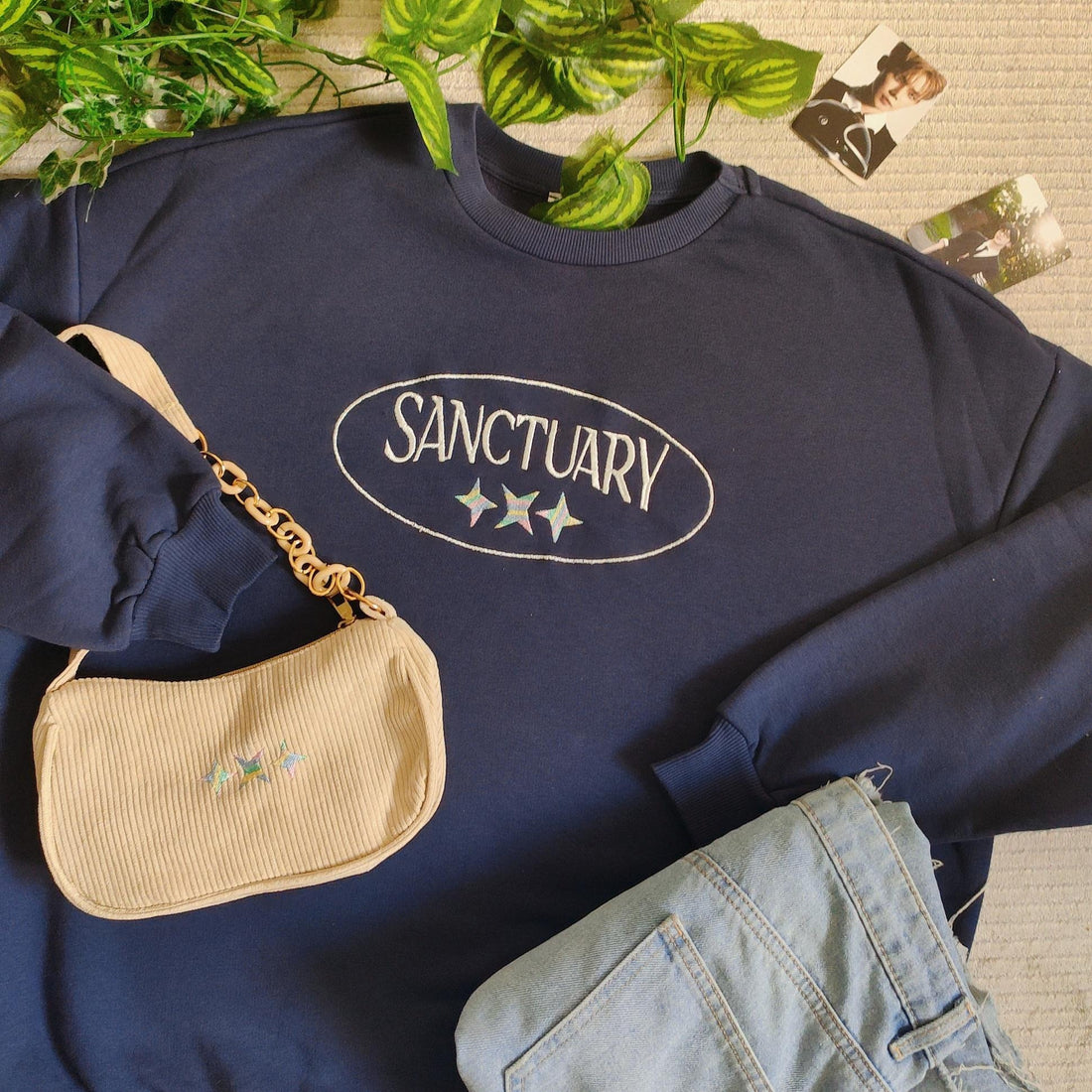 Embroidered Oversize fit sweatshirt, Txt inspired embroidered, SANCTUARY Embroidered Sweatshirt
