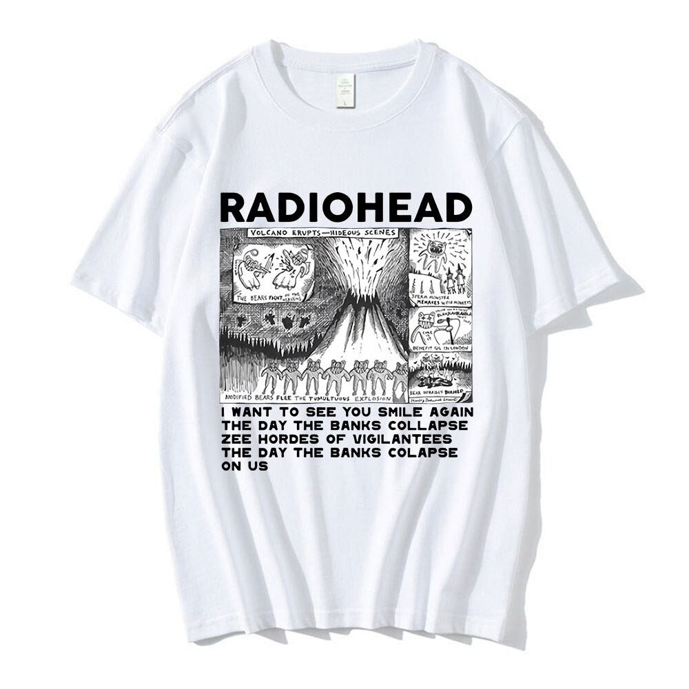 Radiohead vintage printed t-shirt, t-shirt, 100% cotton t-shirt