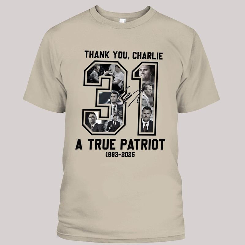 RIP Charlie Kirk Shirt | True Patriot Graphic Tee, Rest In Peace Charlie Kirk, Thank you Charlie Tee