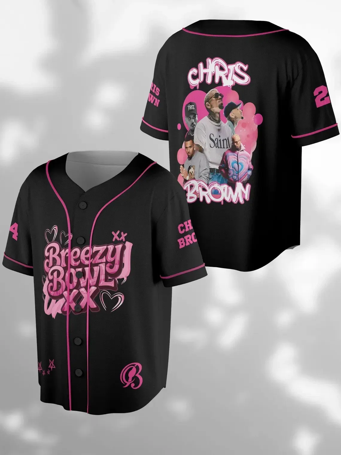 Personalized Chris Brown Jersey, Chris Brown Breezy Bowl XX Tour Baseball Shirt