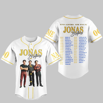 Jonas Brothers Five Album One Night Personalized Baseball Jersey