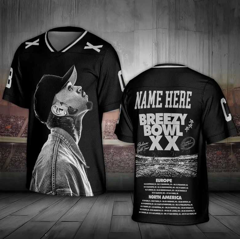 2025 Chris Brown Tour Breezy Bowl XX Grey Soccer Jersey