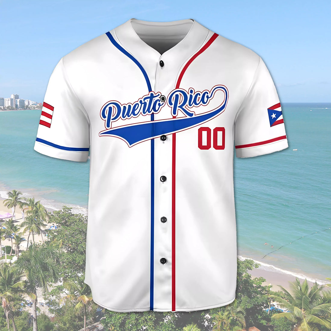 Personalized Name Puerto Rico Flag & Frog Baseball Jersey