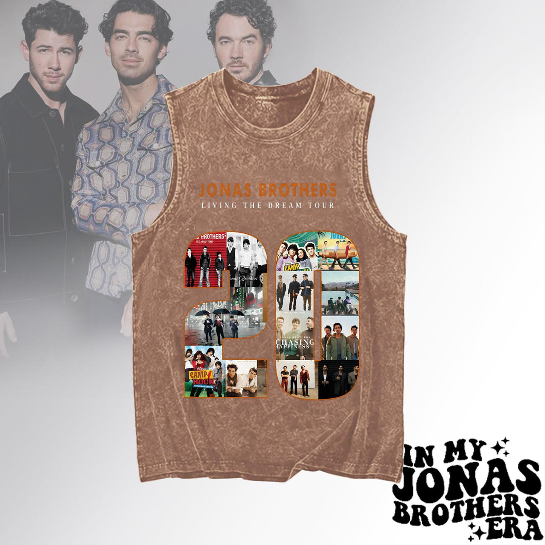 Jonas Brothers Washed Cotton Round Neck Sleeveless Vest